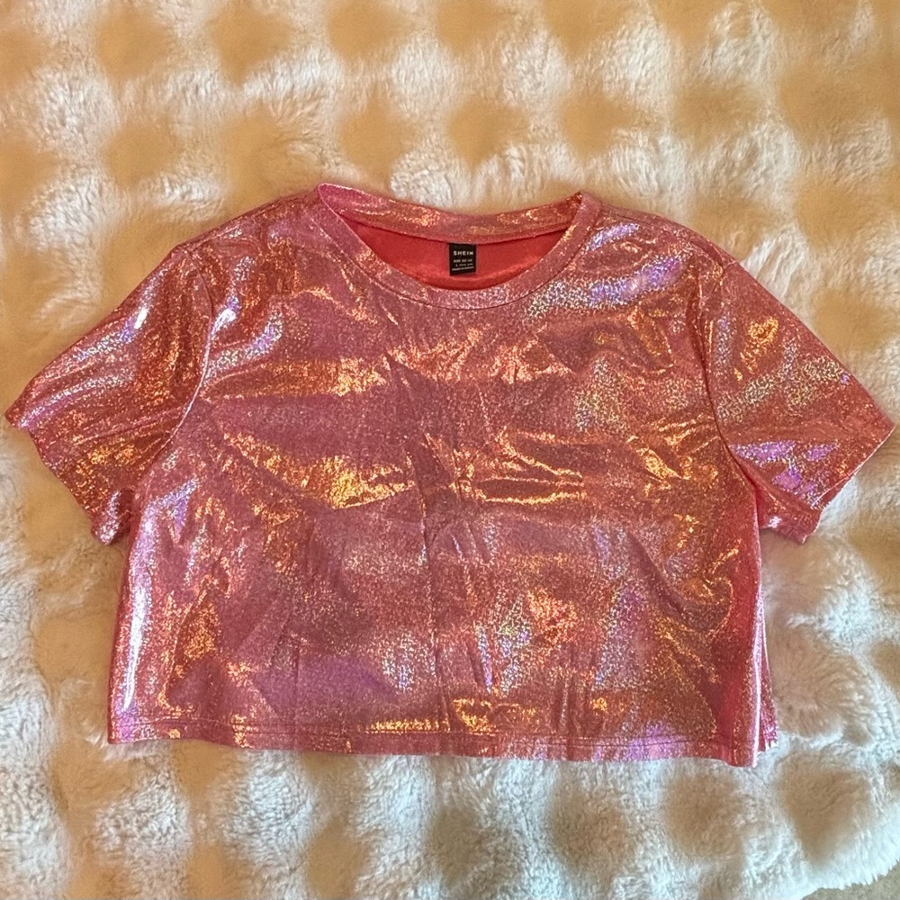 SHEIN Glittery Pink Top